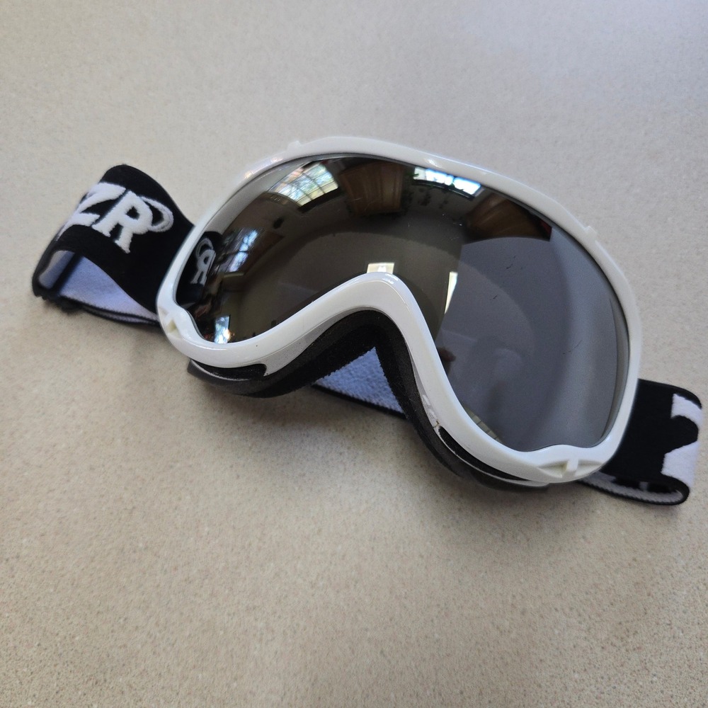 Zionor Ski Snowboard Goggles  Unisex White Mirrored Lens Adjustable Strap Gear